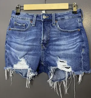 Old Navy OG Straight Denim Shorts Womens 0 High Rise Distressed Cutoff Frayed thumbnail 1