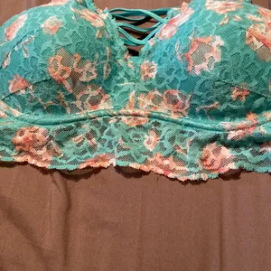 VS PINK Teal Lace Push Up Bra size M. thumbnail 2