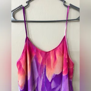 Natori Floral Watercolor Layered Sleeveless Slip Dress Women's Size Medium thumbnail 3
