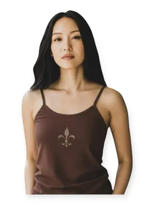 new Troo ❤︎︎ Crystal Embellished Fleur De Lis Thin Strap Tank Top ❤︎︎ Cocoa XL thumbnail 3