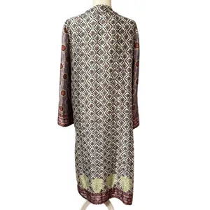 Zara Printed Long Kimono Duster – Boho Open Front Layer – Size M thumbnail 3