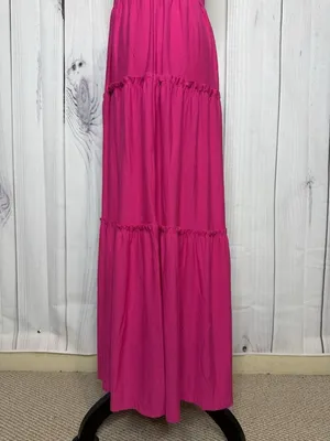 Zenana Sundress Womens Sz Large Pink Knit Smocked Tiered Boho Soft Stretch thumbnail 12