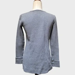 Theory Ailer St Grey Organic Cotton Waffle Knit Long Sleeve Shirt thumbnail 2