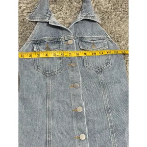 NWT Lulus Denim Buttons Mini Dress Halter Open Back Y2K Women’s XS thumbnail 9