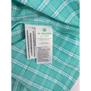 J.Crew Dress Womens 14 Green Plaid Ruffle Neck Tiered Seersucker BP802 New thumbnail 5