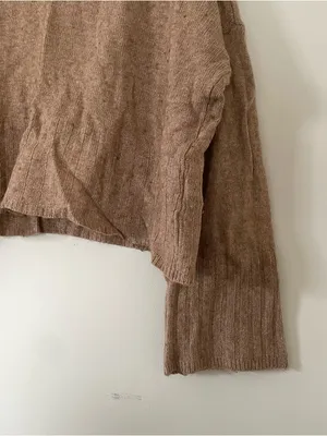 Madewell Beige Cropped Knit Sweater Wool Womens Large Neutral Minimalist Cozy thumbnail 3