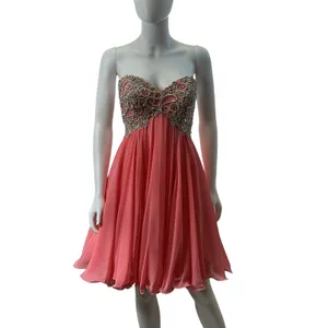 Evenings by Allure Strapless Coral Pink Embellished Corset Dress Size‎ 6 Formal thumbnail 9