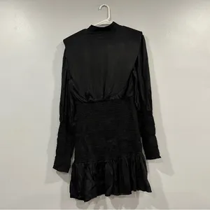 Farm Rio Black Heart Cutout Satin Dress XS thumbnail 3