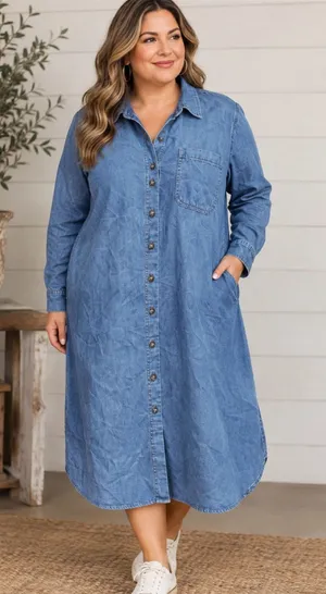 NWT Lane Bryant plus size denim dress, size 18/20 Western, rodeo, cowgirl thumbnail 1
