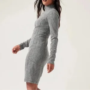 Like New Athleta Delancey Stretch Midi Dress Zip Neck Braiden Black Size Medium thumbnail 3