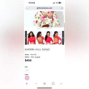 Sherri Hill 50563 Pink Rose Floral Fit Flare Skirt White Designer Size 0 Bridal thumbnail 16