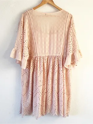 Anthropologie Akemi + Kin Brooke Blush Pink Eyelet Swing Dress thumbnail 8