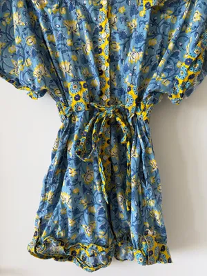 Just Belinda Blue & Yellow Floral One-Piece Romper thumbnail 3