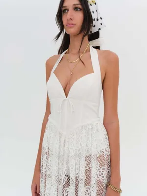 For Love & Lemons Sonnet Lace Maxi Dress White Small NEW $389 Bride Bridal thumbnail 3