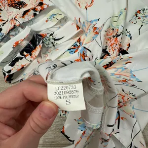Floral White 3/4 Sleeve Mini Dress Size S thumbnail 6