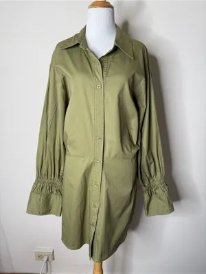 En Saison Sage Green Hardin Long Sleeve Shirt Dress thumbnail 2