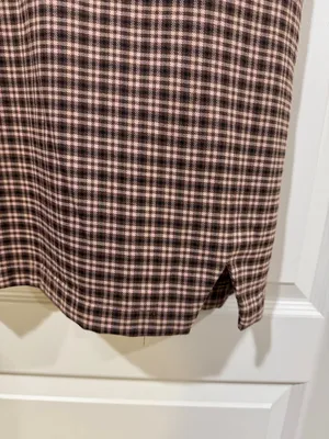 GB girls Brown Plaid Spaghetti-Strap Mini Dress with Subtle Cream Lines / AA43 thumbnail 4