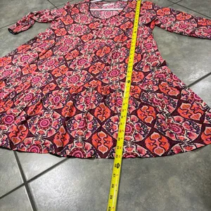 Natural Life Pink Red Floral Paisley Boho Tunic Dress Sz S Boho Cottagecore Cute thumbnail 9