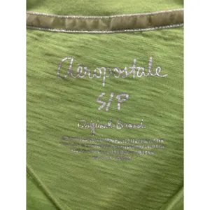Aeropostale Lime Green V Neck Sequins Long Sleeve Top Size Small Lightweight thumbnail 2