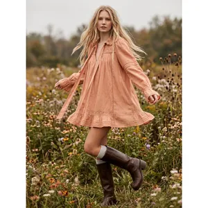 Free People Dainty Cottage Crochet 5 O'clock Tea Time Mini Dress Neutral Medium thumbnail 3