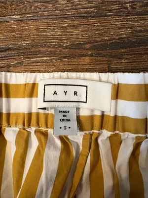 AYR The Beach Club Striped Pants Womens Small Yellow Excellent Pull On Wide Leg thumbnail 5