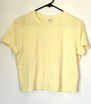 NWT Madewell Yellow The Easy Crop Crewneck Tee in Soft Slub - Size: Extra Small thumbnail 1