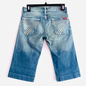 7 For All Mankind Capri Jeans 25 Dojo Cropped Distressed Medium Blue Vacation thumbnail 10