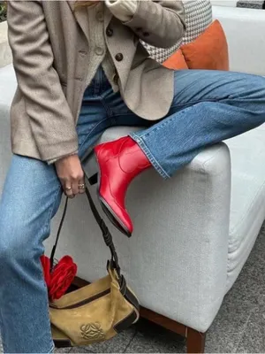 Vagabond Red Leather Ankle Boots thumbnail 1