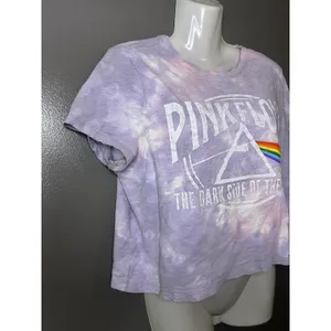 Gap Pink Floyd Shirt Womens Large Purple Tie Dye Dark Side Graphic Cropped Tee thumbnail 3
