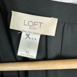 Loft Womens Black Long Sleeve Henley Popover Blouse XL Professional Minimalist thumbnail 7