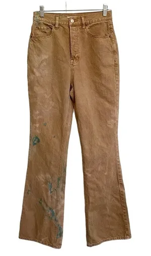 PacSun‎ High Rise Bootcut Jeans Tan Brown Teal Tie Dye Button Fly Womens 27 thumbnail 1