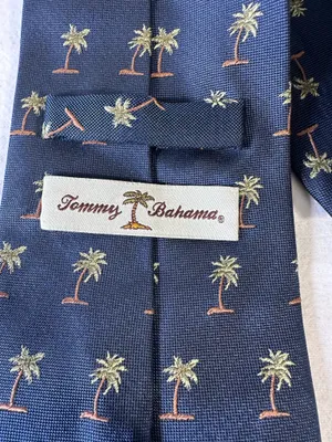 Tommy Bahama Mens Navy Blue Silk Tie Palm Tree Tropical Beach thumbnail 7