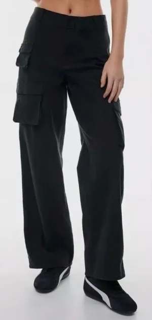 Aritzia Wilfred‎ Free Sz 4 Cargo Pants Women’s Black Noir Wide Leg High Rise thumbnail 1