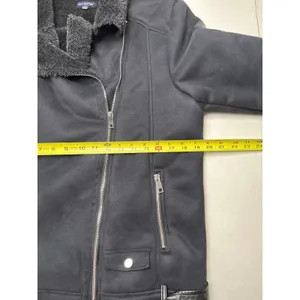 Max Edition Women's Faux Shearling Moto Oversized Biker coat in black. Size L thumbnail 4
