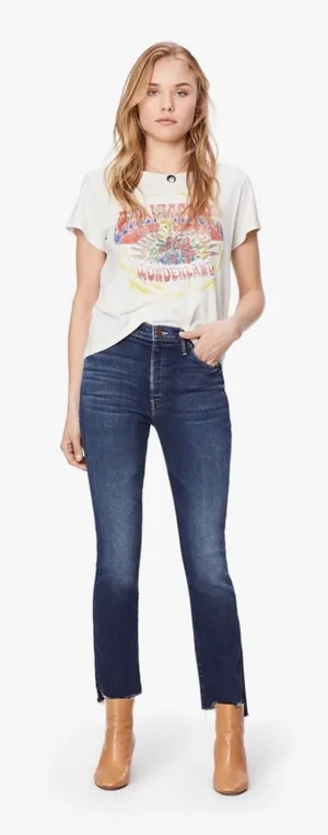 MOTHER The Insider Crop Step Fray Denim Jean Blue Sweet and Sassy Size 26 thumbnail 1