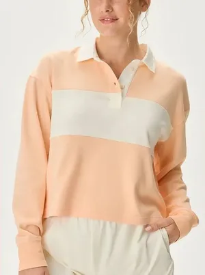 Outdoor Voices Rugby Cropped Long Sleeve Polo Medium striped blokecore thumbnail 1