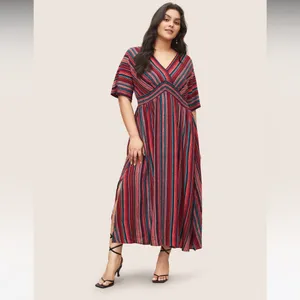 BloomChic Striped Contrast Dolman Sleeve Shirred Pocket Maxi Dress size 12 nwt thumbnail 2