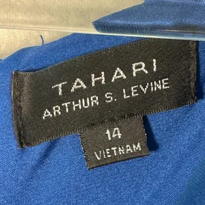 Tahari Arthur S. Levine Royal Blue Satin Ruched Cocktail Dress Sz‎ 14 Evening thumbnail 3