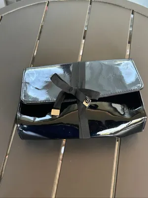 Dior Beaute Black Patent Leather Cosmetic Pouch Parfum Clutch thumbnail 14
