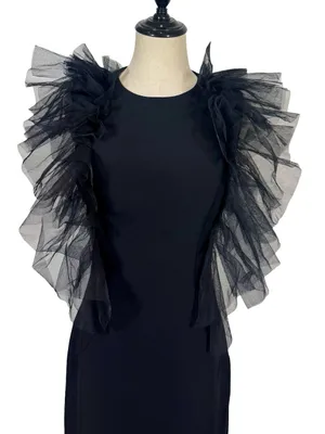 Jovani Sheath Dress with Layered Tulle Shoulders 43152 LBD thumbnail 5