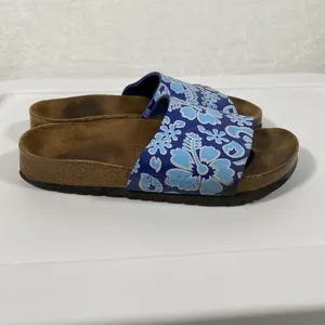 Birkis by Birkenstock Slide Sandals Blue Flower‎ Womens Size 38 Narrow W7 thumbnail 4