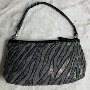 y2k COACH Zebra Silver Print Black Metallic Mini Purse / Wristlet thumbnail 2