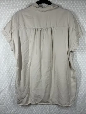 Quince Shale Tan Vintage Wash Tencel Camp Button Down Top thumbnail 6