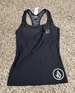 Volcom Simply Solid Tankini Top Black Racerback Swim Shirt Womens Small NWT thumbnail 1