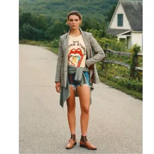 Maeve Anthropologie Lilith‎ Plaid Oversized Double Breasted Blazer Jacket Sz 6 thumbnail 4