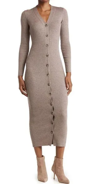 Torn By Ronny Kobo Vianne Long Sleeve Rib Knit Midi Dress thumbnail 3