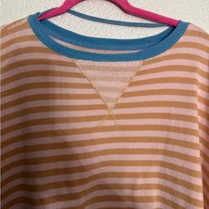 Free People We The Free Classic Striped oversized Crewneck Size Large thumbnail 5
