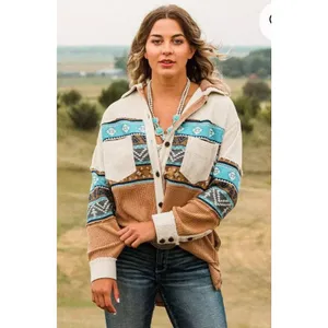 Sterling & Stitch Womens S Corduroy Shacket Southwestern Patchwork Jacket Boho thumbnail 15