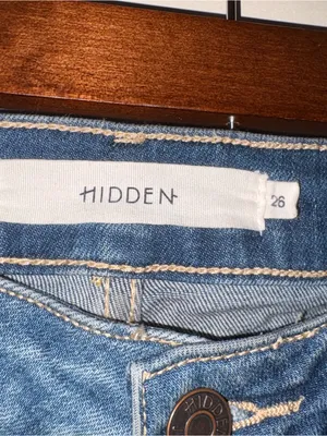 Hidden Jeans Distressed Medium Wash Heavy Fringe Hem Skinny Jeans 26 thumbnail 3