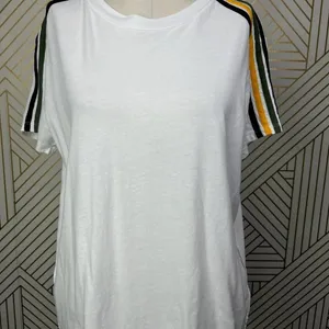 n:Philanthropy Verbena Stripe Shoulder T-Shirt in White Size US‎ Medium thumbnail 5